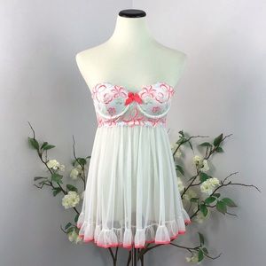 Victorias Secret Lace Up Back Mesh Babydoll NWT